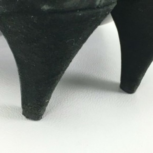 Yves Saint Laurent Black Silver Suede Almond Toe